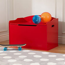 Load image into Gallery viewer, KidKraft Austin Wooden Toy Box/Bench with Safety Hinged Lid - Red, Gift for Ages 3+, Amazon Exclusive
