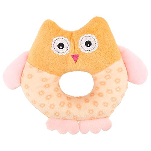 Baby Rattle Toy, Newborn Soft Baby Cute Cartoon Animal Hand Shake Bell Owl Rattles Grasping Educational Rattles Toy for Baby(Orange)