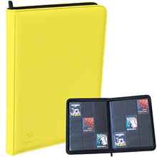Load image into Gallery viewer, WINTRA Premium Zip Card Binder, 9 Pocket Trading Card Collectors Album, Side Loading 360 Pockets Binder for Trading Cards and Sports Cards (Yellow)
