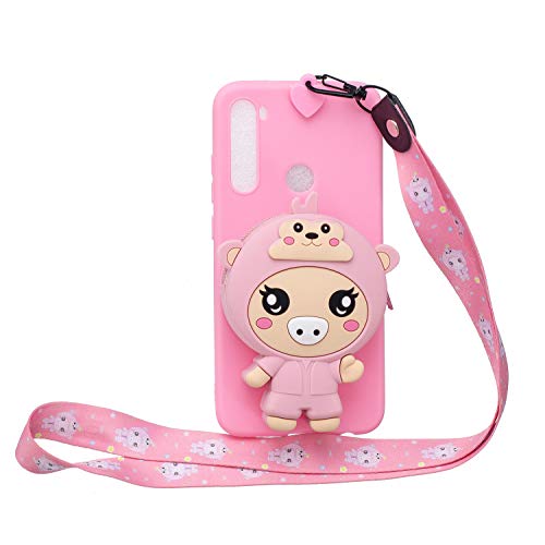 Yewos Case Compatible with Samsung Galaxy A21S,3D Cute Animals Pig Cartoon Soft Pink Silicone Wallet Case with Wrist Strap,Cool Kawaii Funny Kids Teens Girls Shockproof Protective Cover