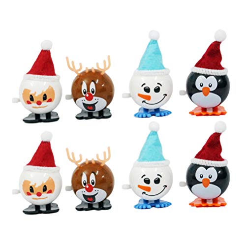 Healifty 8pcs Christmas Wind Up Toy Santa Deer Penguin Snowman Clockwork Toy Walking Toy Gift Goody Bag Fillers for Kids