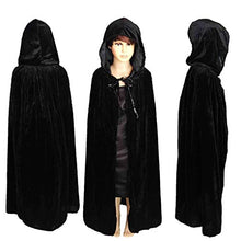 Load image into Gallery viewer, Long Black Robe Christmas Halloween Cape Hooded Cloak for Cosplay Cape for Kids
