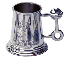 Load image into Gallery viewer, I LUV LTD Christening Gift Childrens Tankard Pewter Cup Engraved Baby Picture and Rattle
