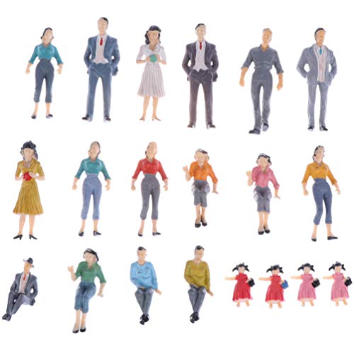 EXCEART 30pcs Scale Models People Set Colorful Painted Train Passengers Figurines Architectural Plastic Sitting and Standing People Figures for Miniature Scenery Layout Random Color