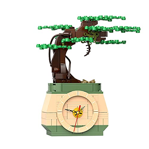 HengTai 92032D Time Potted Building Block, Creative Potted Model Building Block Tree with Clock Module Time Sprite 217PSC, Compatible with Lego