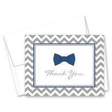 Load image into Gallery viewer, 50 Cnt Little Man Bow Tie Baby Shower Thank You Cards (Navy)
