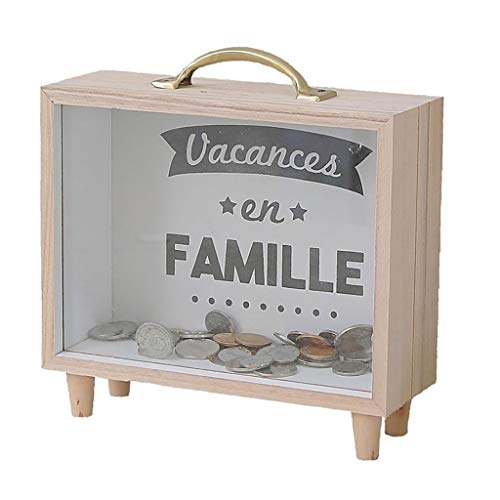 JYDQM Piggy Bank Can Novelty Wooden Money Box Transparent Save/Withdraw Money/Coin/Cash/Change Home Desktop Decoration Kids Gift