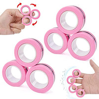 Chnaivy 6 PCS Magnetic Rings Fidget Toys,Decompression Magnetic Rings, Boys Girls Magnetic Spinner Ring for Adults Kids Finger Therapy ADHD Anxiety and Relief Autism Stress (Baby Pink)