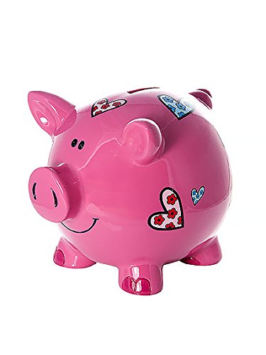 Mousehouse Gifts Large Big Pink Pig Money Box Toy Coin Savings Piggy Bank with Hearts for Kids Adults Children Present Gift for Girls