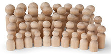 Load image into Gallery viewer, Koalabu Natural Unfinished Wooden Peg Doll Bodies, Quality People Shapes, Great for Arts and Crafts, Birch and Maple Wood Turnings, Artist Set of 40 in 5 Different Shapes and Sizes
