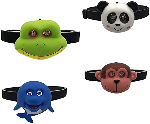 LED Headlamps for Kids, Multiple Styles Available, Toy Head Lamp for Boys, Girls, or Adults, Perfect for Camping, Hiking, Reading, and Parties (Monkey)