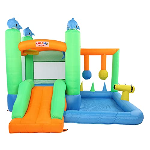 LALAHO Inflatable Bounce House with Pool and Slide,Water Slide Bouncer for Kids,300290210cm Jumping Castle