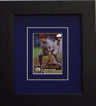 Load image into Gallery viewer, Trading Card Display Frame (1) Single Trading Card Dark Blue w/c Matting Black Frame
