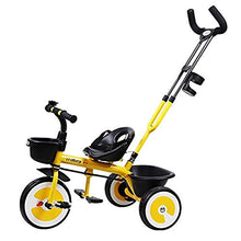 Load image into Gallery viewer, Moolo Kids Trikes Children Tricycle Ride with Parent Handle Ultra-Lightweight Folding Pedal 3 Wheeler (Color : Yellow)

