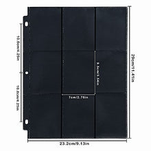 Load image into Gallery viewer, 9 Pockets Trading Card Binder Sleeves Pages ,900 Pockets/ 50 Sheets Card Protectors Fit 3 Ring Binder Card Sheets Double-Sided for Standard Size Cards Sport Cards Id Game Cards OS0850BK
