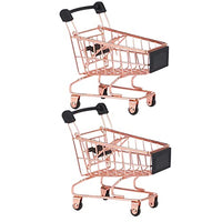 PRETYZOOM Mini Metal Shopping Cart- Play Shopping Grocery Cart Supermarket Trolley Handcart Toy Shopping Carts for Kids Fun