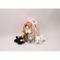 Plush Cat House with Cats - Five (5) Stuffed Animal Cats in Play Kitten House Carrying Case