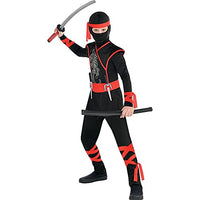 Kid's Shadow Dragon Ninja Fighter Costume Kit - Black And Red - 1 Set