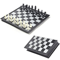 ZWDM Magnetic Travel Chess Set with Folding Chess Board Educational Toys for Kids and Adults, Carry Bag for Chess Pieces, 2 Extra Queen (Color : Black White, Size : 32X32X2cm)