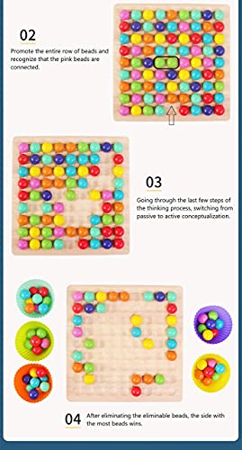 AUTERCO Rainbow Wooden Peg Board Beads Game, Wooden Board Bead Game,  Montessori Games for Toddlers Match Learning, Puzzle Color Sorting Stacking