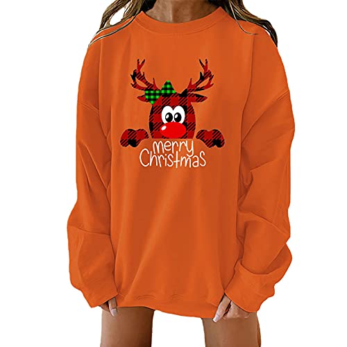 Wirziis Womens Christmas Graphic Sweatshirt Oversized Long Sleeve Pullover Tops Fall Lightweight Crewneck Blouses Pullover