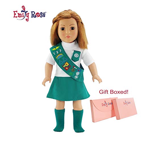 Emily Rose 18 Inch Doll Jr Junior Girl Scout Outfit for American Girl Doll Clothes | Dolls Clothes for American Girl Doll Clothes for Our Generation | Gift-Boxed!