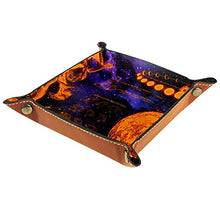 Load image into Gallery viewer, Folding Portable PU Leather Dice Tray Dice Rolling Tray Holder Storage Box for RPG DND Dice Tray and Table Games, Space Venus Saturn Jupiter Moon
