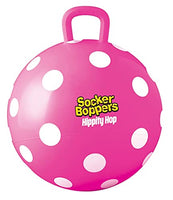 Socker Boppers Hippity Hopper Ball, Inflatable Jump Balance 15 Ball for Kids, Pink Polka Dot, Indoor and Outdoor Fun, Durable Heavy Gauge Vinyl, EZ Grip Handle, Promotes Balance-Coordination-Strength
