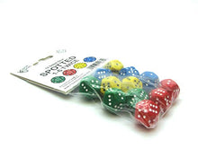 Load image into Gallery viewer, Pack of 12 D12 Spotted 1 to 6 Twice Dice - 3 Each of Green Red Yellow Blue
