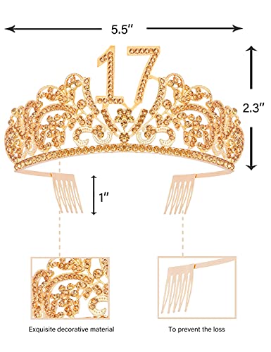 17th Birthday Gifts,17th Birthday Tiara,17 & Fabulous Sash,17th Birthday  Crown for Girls, 17th Bday Gift for Girl,17 Year Old Girl Gift Ideas,17th