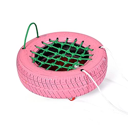 Swing Rubber Tire Swing for Children, Color Real Tire Toys for Kindergarten, 150kg (Color : Pink)