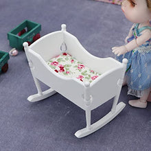 Load image into Gallery viewer, TOYANDONA Dollhouse Baby Crib Wooden Miniature Cradle Doll Crib Bed Model Dollhouse Furniture Accessories Ornaments Micro Landscape Decoration White, 7.8X6.5X6.2cm
