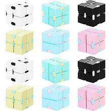 Load image into Gallery viewer, 12 Pieces Infinity Cube Mini Fidget Blocks Mini Infinity Cube Desk Toy Sensory Tool Fidget Blocks Magic Puzzle Flip Cube for Teens Adults Birthday Favors (Macarons)
