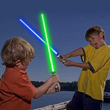 Load image into Gallery viewer, Beyondtrade 2-in-1 Lightsabers for Kids Anti-Breaking LED Light up Sword FX Dual Saber with Sound (Motion Sensitive) for Galaxy War Fighters Halloween Costume Accessories Xmas Presents
