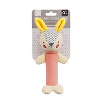 Petit Collage Eco-Friendly Organic Cotton Baby Soft Squeaker Rattle, Busy Bunny