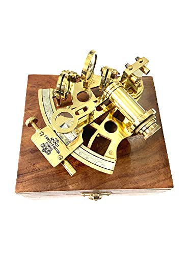 Nautical Brass Sextant with Wooden Box | Navigational Sextant | Real Sextant | Vintage Antique Marine Sextant | Collectible Gift by Maritime Nautical