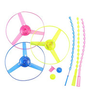 FengLS Plastic Dragonfly Toy Luminous Pull String Flying Saucers Flashing Flying Disc Toys for Children Outdoor Toys (Random, 1PC)