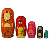 EXCEART 1 Set Handmade Stacking Toy Russian Nesting Doll Animal Wooden Matryoshka Dolls for Kids