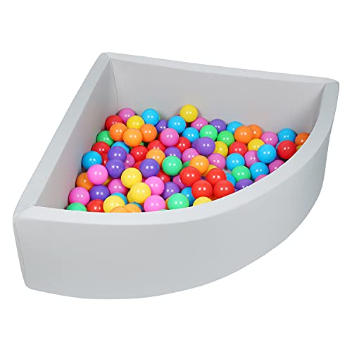 UHAPPYEE Ball Pit Grey ,Sector Foam Ball Pits for Toddlers,Ball Pit Pool Playpen Foldable & Portable Soft Ball Pool 35.4x 11.8