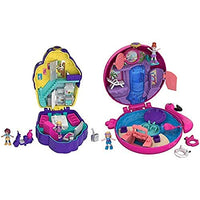 Polly Pocket FRY36 World Caf Schatulle & Pocket FRY38 - World Flamingo Schwimmring Schatulle Puppen Spielset, zum Sammeln, Mdchen Spielzeug ab 4 Jahren