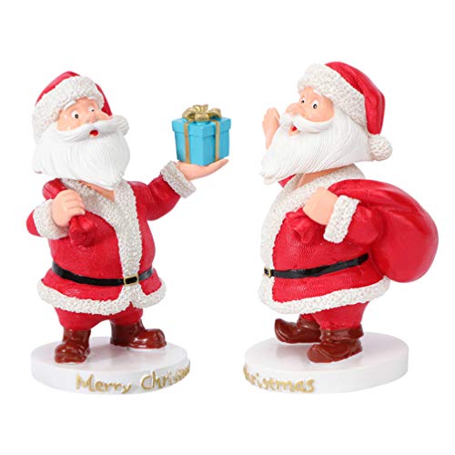 BESPORTBLE 2Pcs Christmas Santa Claus Statue Dashboard Bobblehead Merry Christmas Bobblehead Shaking Head Doll Toy Holiday Party Favor