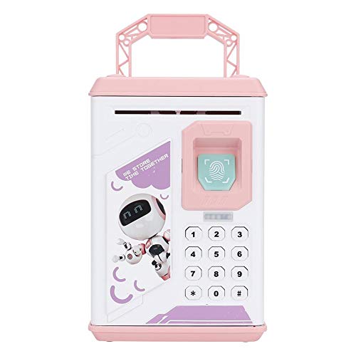 Kid Cartoon Bank, 5.1 * 5.1 * 9.6In Automatic Money Box Cash Coin Can Electric Children Bank, with Music for Kids Money Saving(Pink)