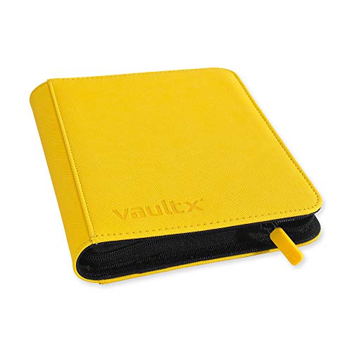 Vault X Premium Exo-Tec Zip Binder - 4 Pocket Trading Card Album Folder - 160 Side Loading Pocket Binder for TCG (Yellow)