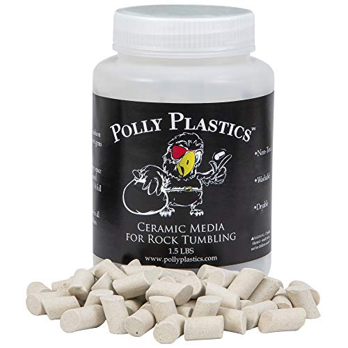 Polly Plastics Rock Tumbling Ceramic Filler Media (Large Cylinder Size) Non-Abrasive Ceramic Pellets for All Type Tumblers (1.5 lbs)