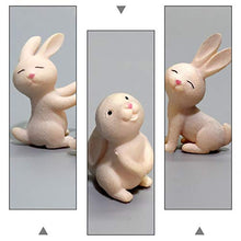 Load image into Gallery viewer, EXCEART 7pcs Grey Mini Bunny Figurines Easter Cake Cupcake Toppers Ornaments Rabbit Fairy Garden Miniature Collection Moss Micro Landscape Dashboard Animals
