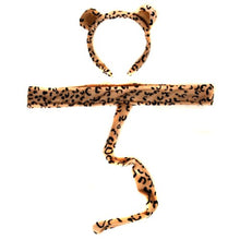 Load image into Gallery viewer, Kids Plush Leopard Headband Ears &amp; Tail Jungle Safari Dressup Costume Set
