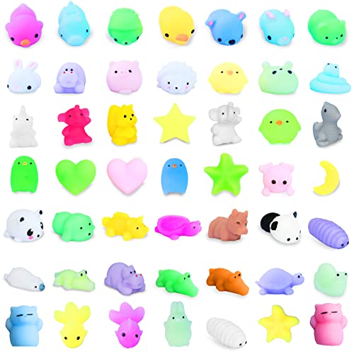 50pcs Squishy Toys Mini Animal Mochi Squishies Stress Relief Toy Kids Birthday Christmas Party Favors Easter Basket Stuffers Fillers Classroom Prize