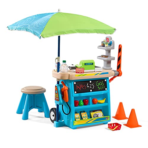 Step2 Stop & Go Market | Kids Pretend Play Store & Toll Booth with Toy Cash Register, Blue
