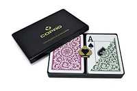 Copag 1546 Design 100% Plastic Playing Cards, Poker Size Jumbo Index Green/Burgundy Double Deck Set