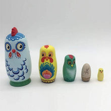 Load image into Gallery viewer, 5pcs Russian Nesting Dolls Wooden Chicken Matryoshka Dolls Russian Nesting Dolls Set for Xmas Easter Home Decoration
